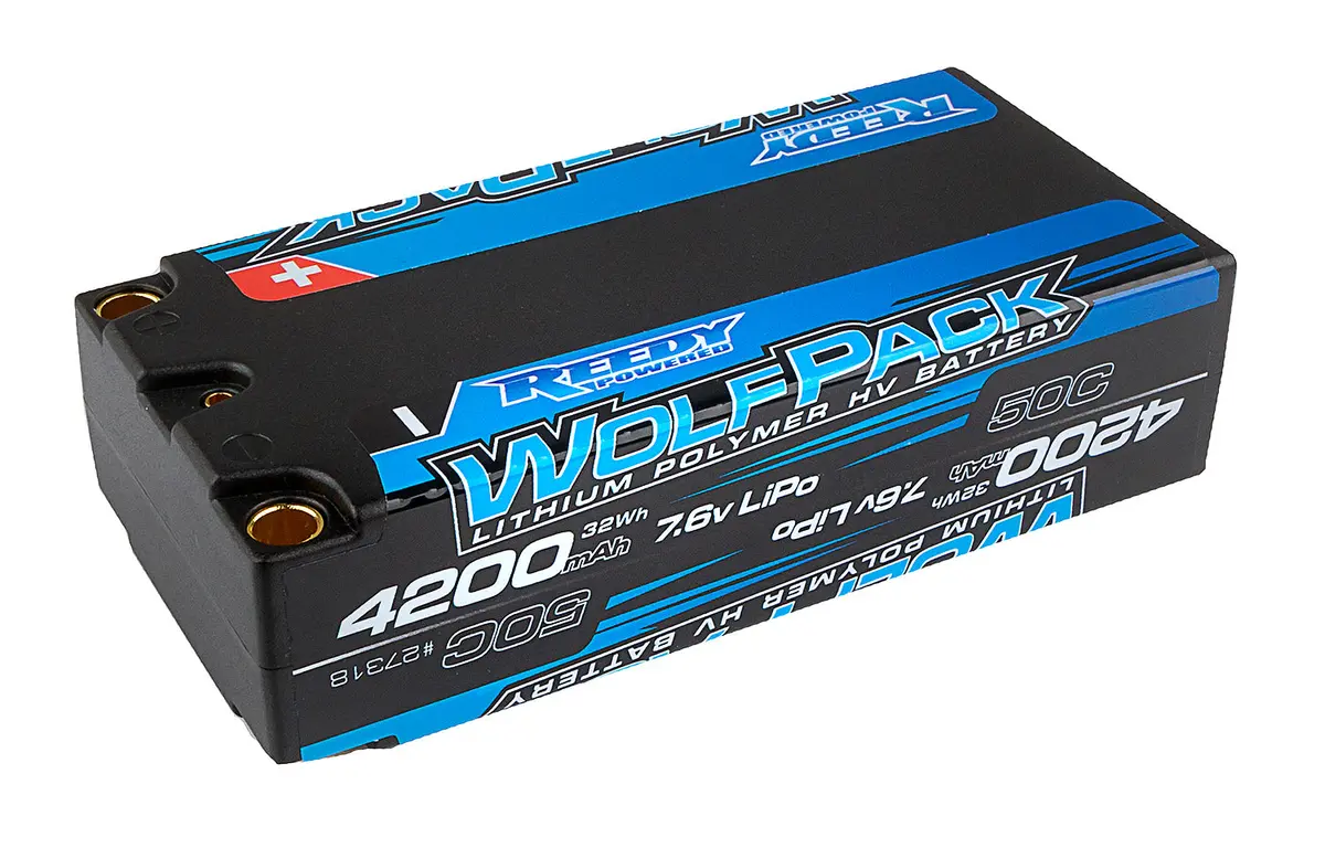 Wolfpack Hv 7.6V 2S Lipo Battery, Shorty 4200Mah 50C 1
