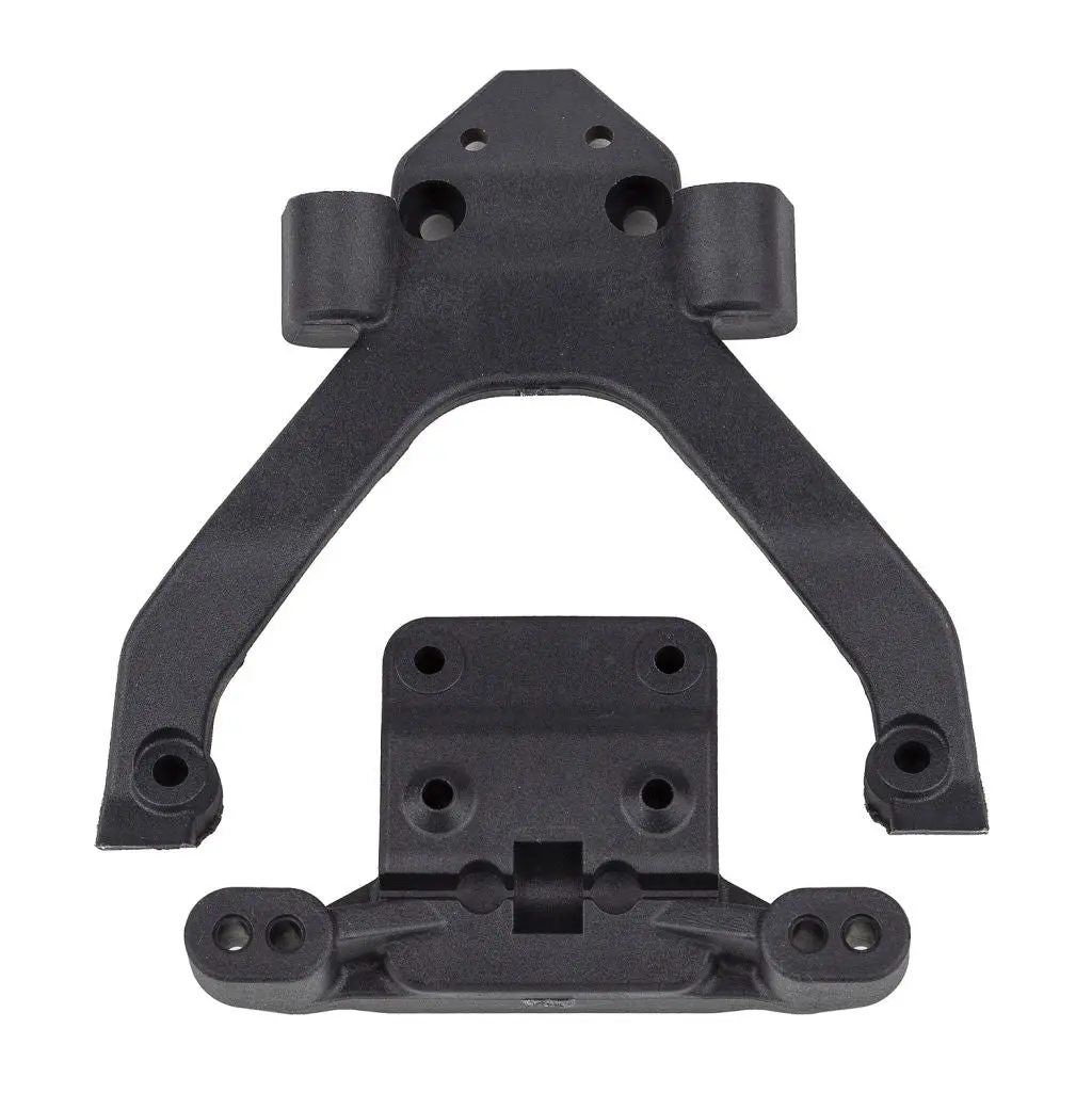 Rc10b6.4 Angled Front Top Plate & Ballstud Mount, Carbon 1