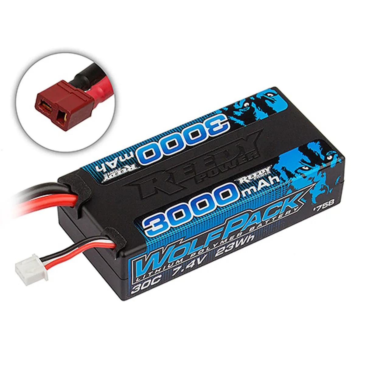 Wolfpack 7.4V 2S Shorty Lipo Battery W/ T-Plug, 3000Mah 30C 1
