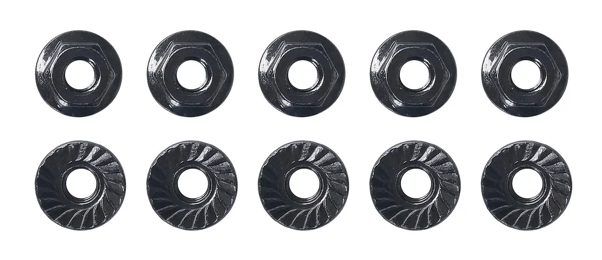 M4 Low Profile Serrated Steel Wheel Nuts, Black (10) 1