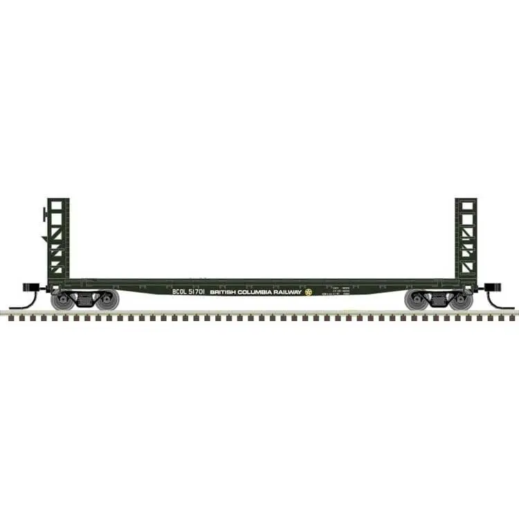 Atlas 50005786 N Gsi-Gsc 48' Bulkhead Flatcar - Ready To Run - Master(R) -- British Columbia Railway 51701(Green, White) 1