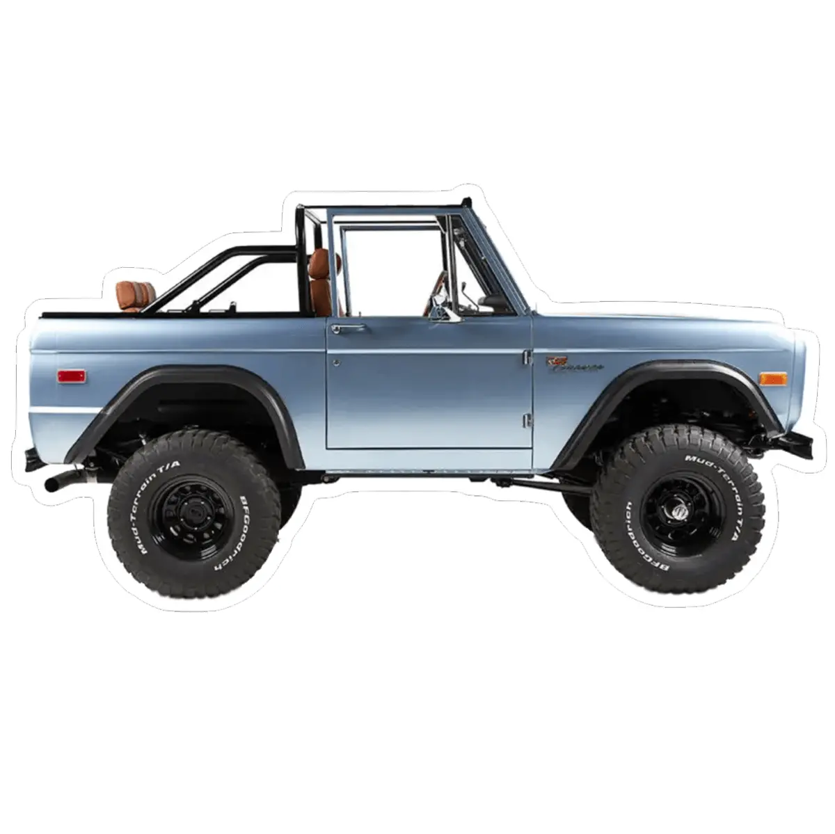 Ford Bronco Early-Model Vinyl Decal / Sticker, Side-View, Blue 1
