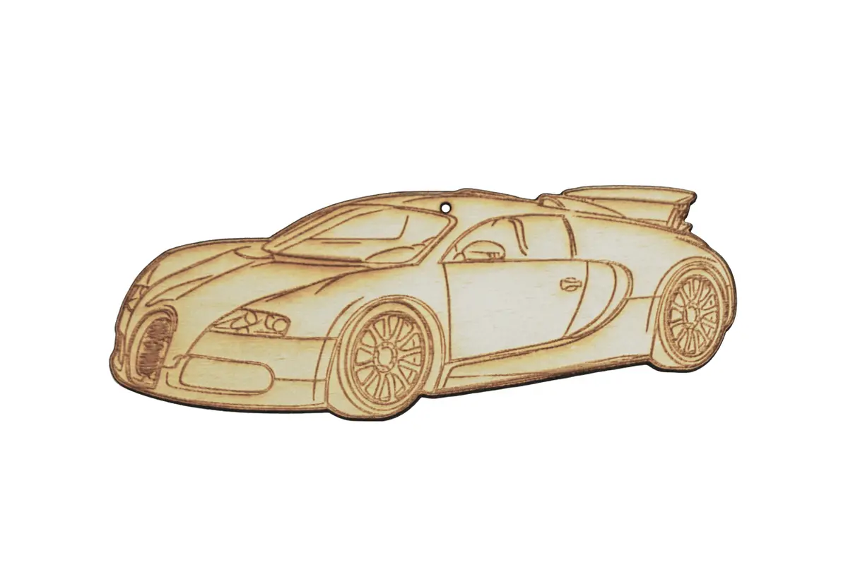 Zspec Laser-Engraved Wood Ornament, Style: Bugatti Veyron 1