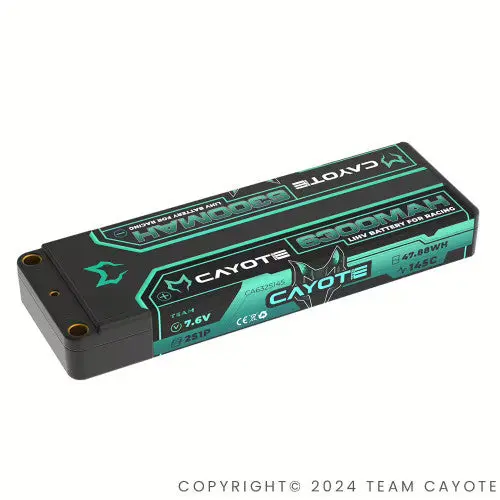 Team Cayote 7.6V 2S Lihv Lipo Battery, 6300Mah 145C 1