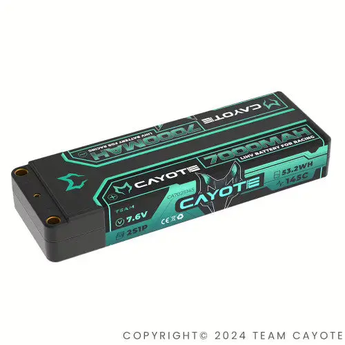 Team Cayote 7.6V 2S Lihv Lipo Battery, 7000Mah 145C 1