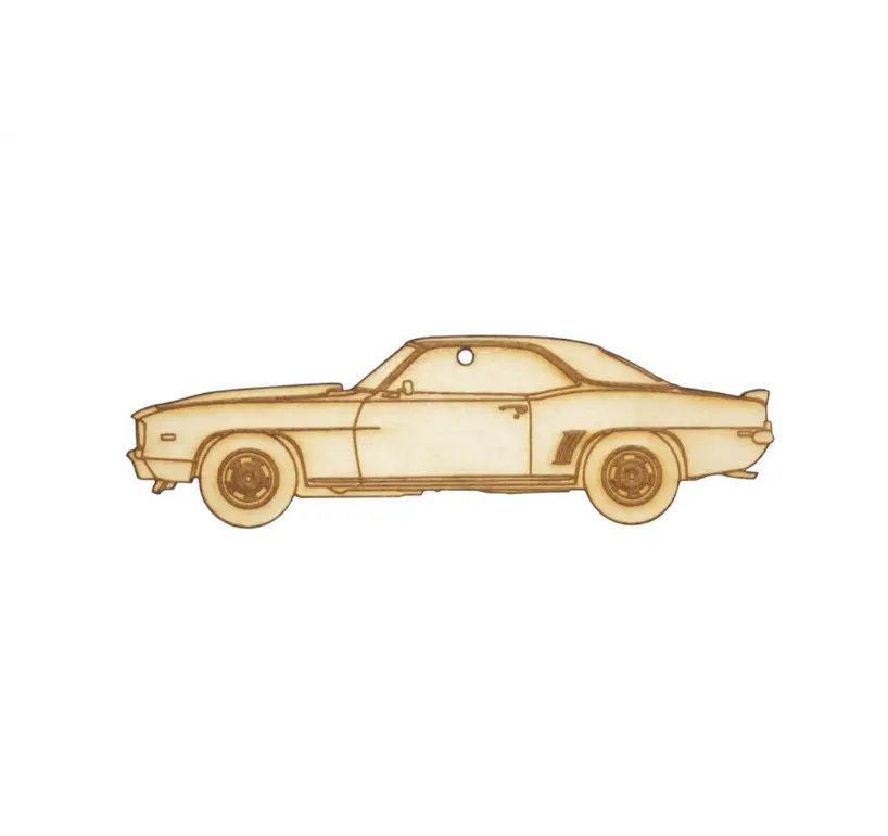 Zspec Laser-Engraved Wood Ornament, Style: Classic Camaro, Birch, ~5-Inches Wide 1