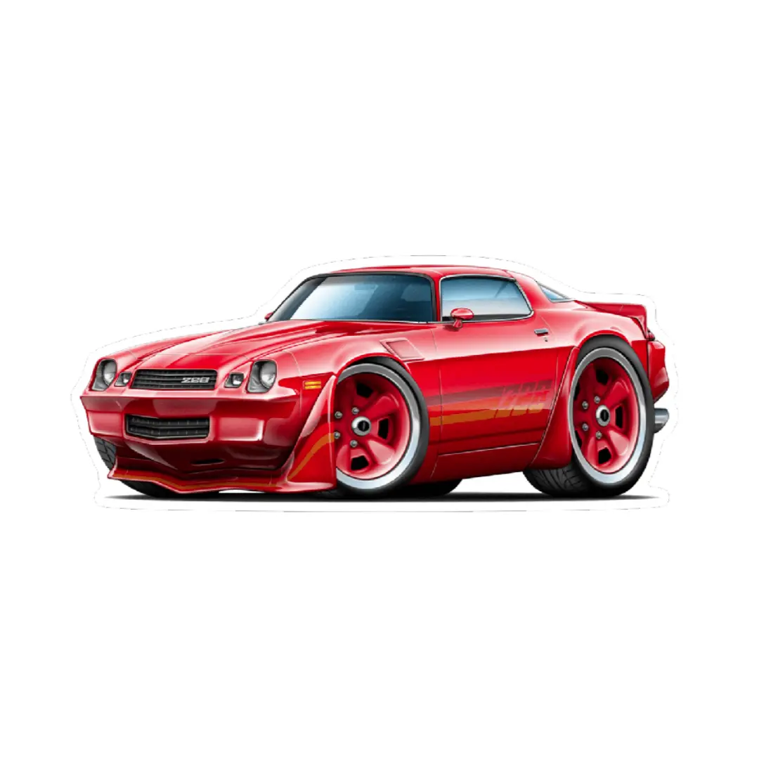 Chevy Camaro '70'S Sports Car Vinyl Decal / Sticker, Cartoon-Style 1