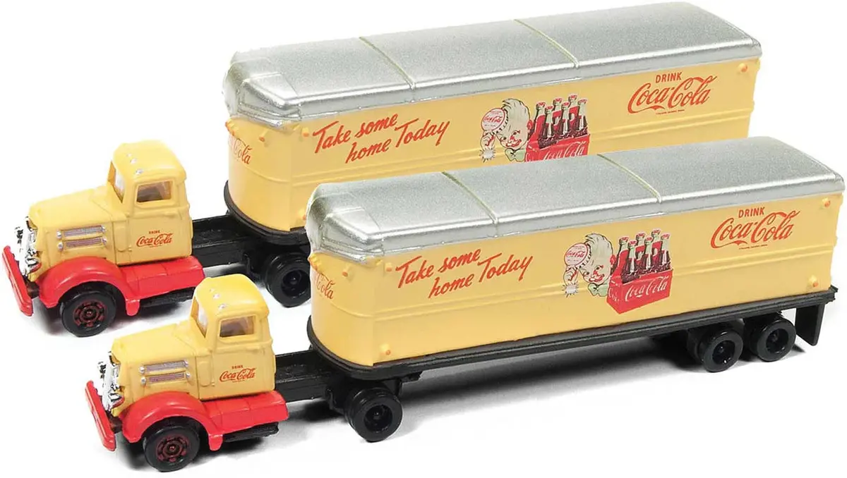 Classic Metal Works 51177 N Scale White Wc22 Tractor With Van Trailers Coca-Cola 1