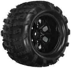 Pre-Mounted 1/5Th Tires/Wheels, Black (2Pc) 1