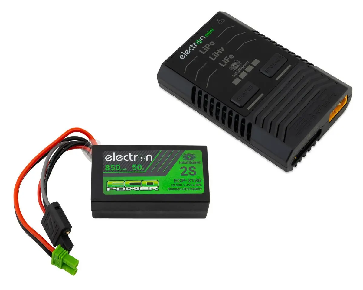 Intelligent 2S Ec2 Lipo Battery & Charger, 850Mah 50C 1