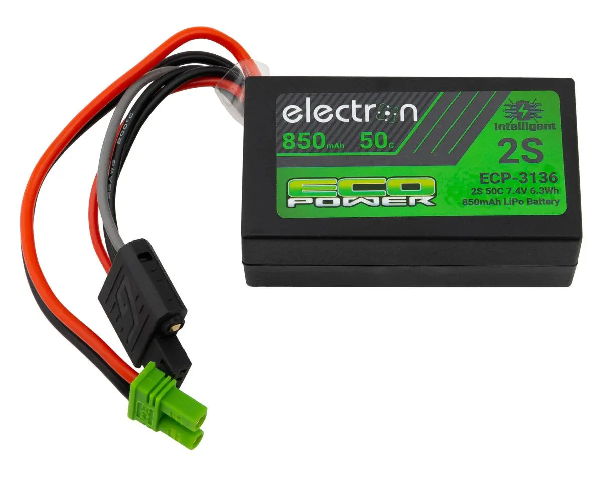 Intelligent 7.4V 2S Lipo Battery W/ Ec2, 850Mah 50C 1
