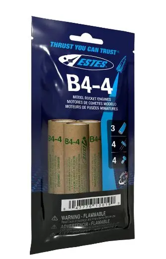 Estes 10019 Rocket Engines B4-4 (3) Bagged 1