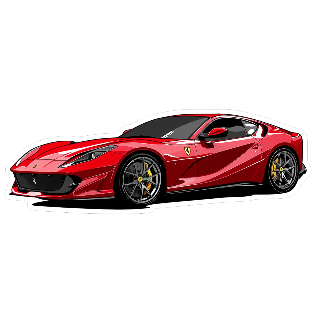 Ferrari Cartoon-Style Vinyl Decal / Sticker, Red 1