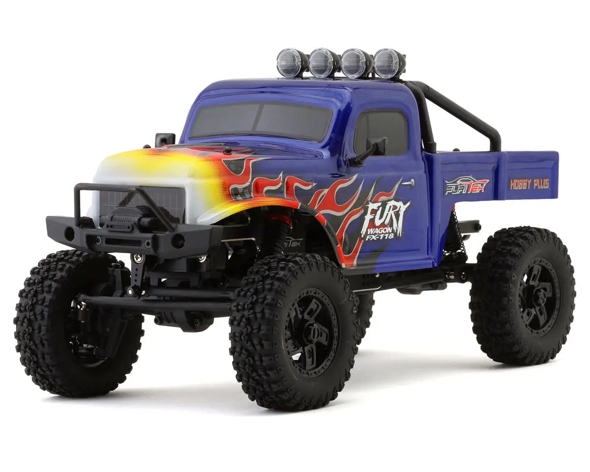 Fury Wagon 1/18 Brushless Rock Crawler, Blue/Flames 1