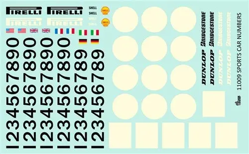 Gofer Racing 11009 1/24-1/25 Racing Sport Car Numbers & Logos 1