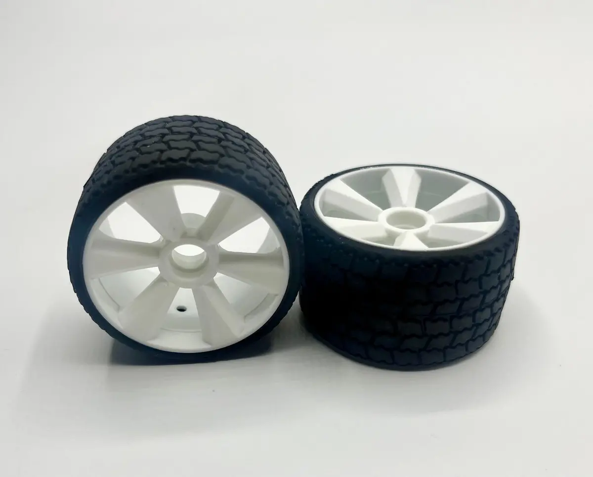 Gr12 Type 12 Rubber 1/12 Front Tires, White Wheel (2) 1