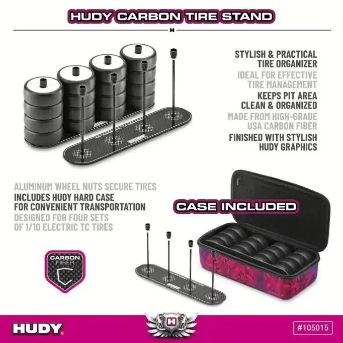 Carbon Tire Stand W/ Case For 1/10 Touring Car Tires 1