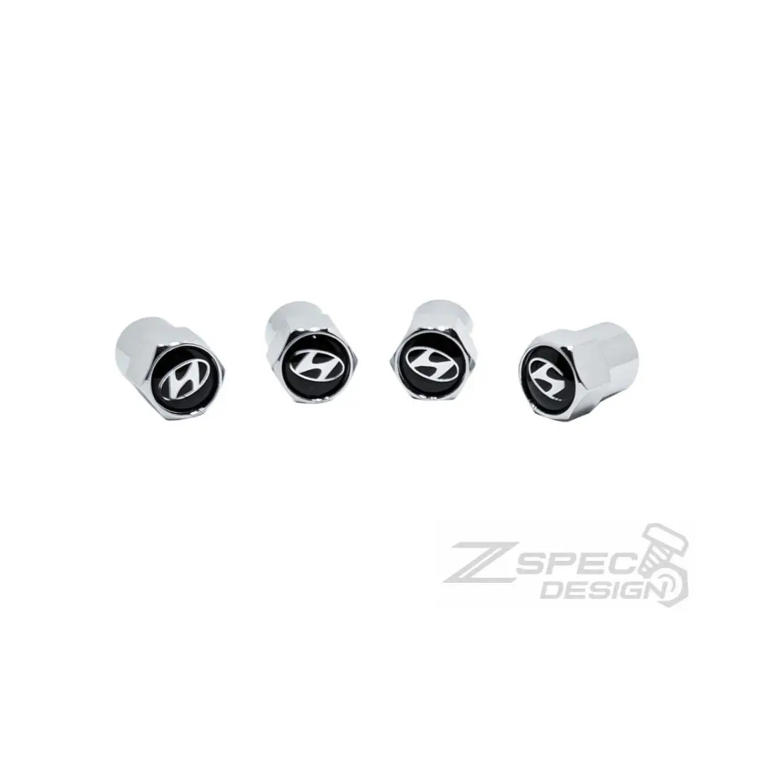 Chrome Valve Stem Tire Caps, Hyundai Style 1