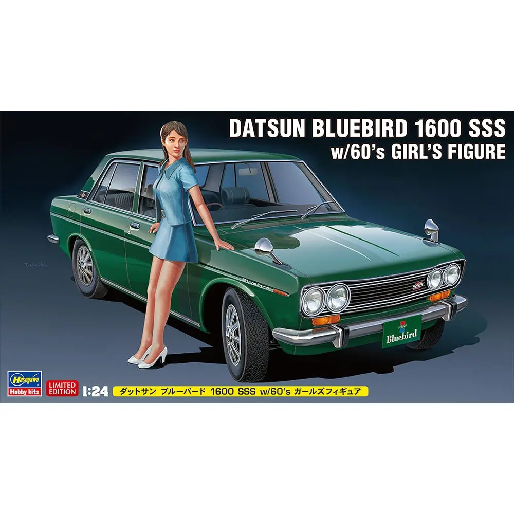 Hasegawa 1/24 Datsun Bluebird 1600 Sss With 60'S Girl Figure 1
