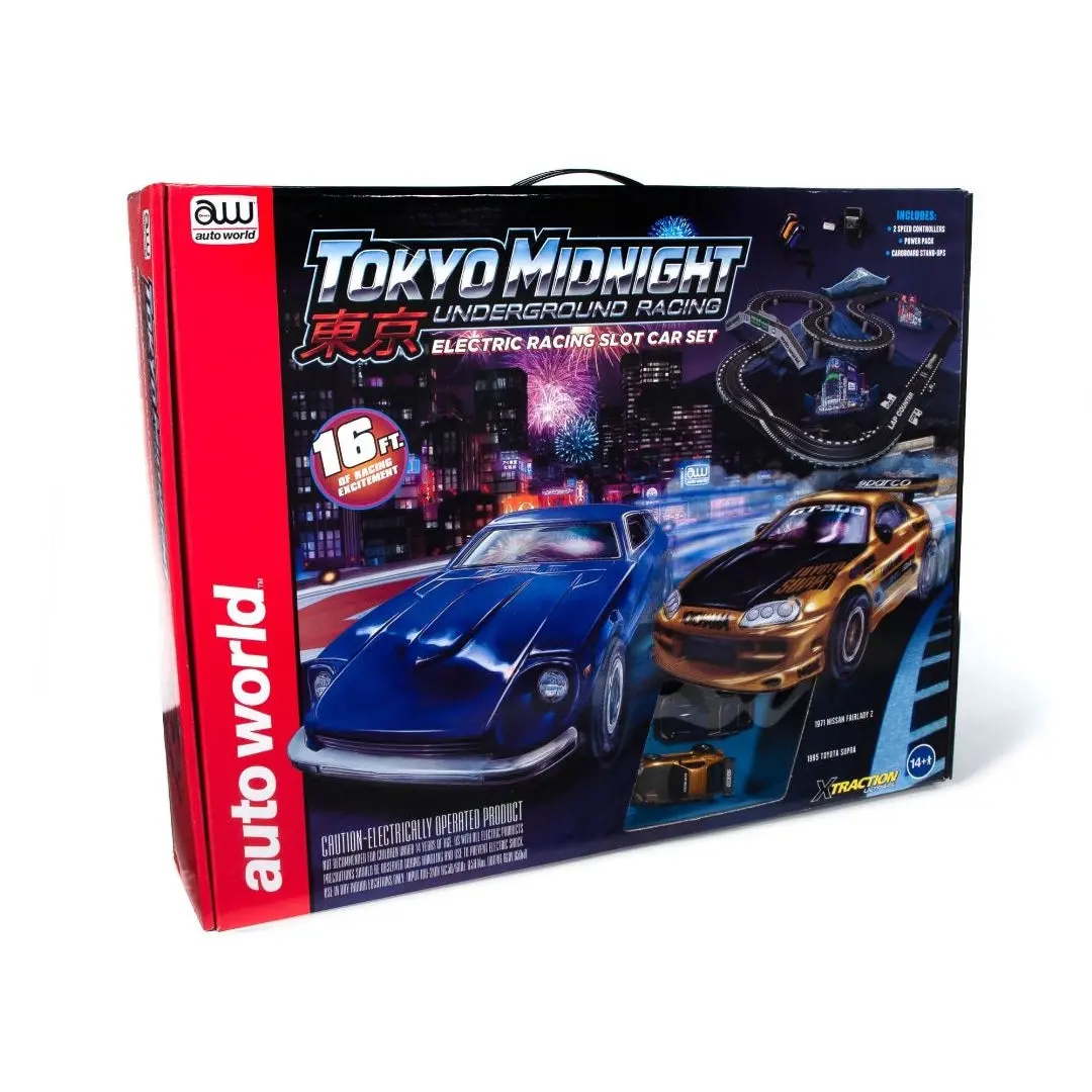 Auto World 16' Tokyo Midnight Underground Racing Slot Race Set 1