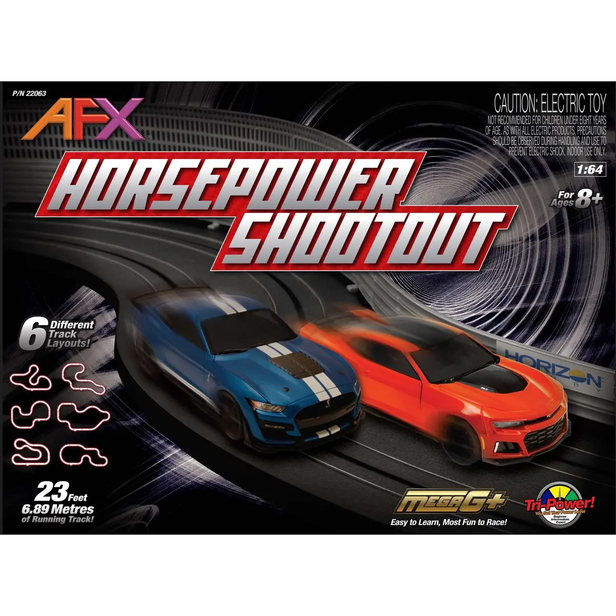 Afx Horsepower Shootout Set - 1:64 Scale, 23 Feet Of Track 1