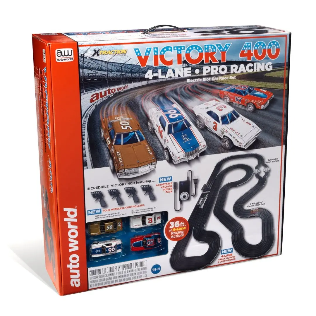 Auto World 36' Victory 400 Slot Race Set 4 Lane 1