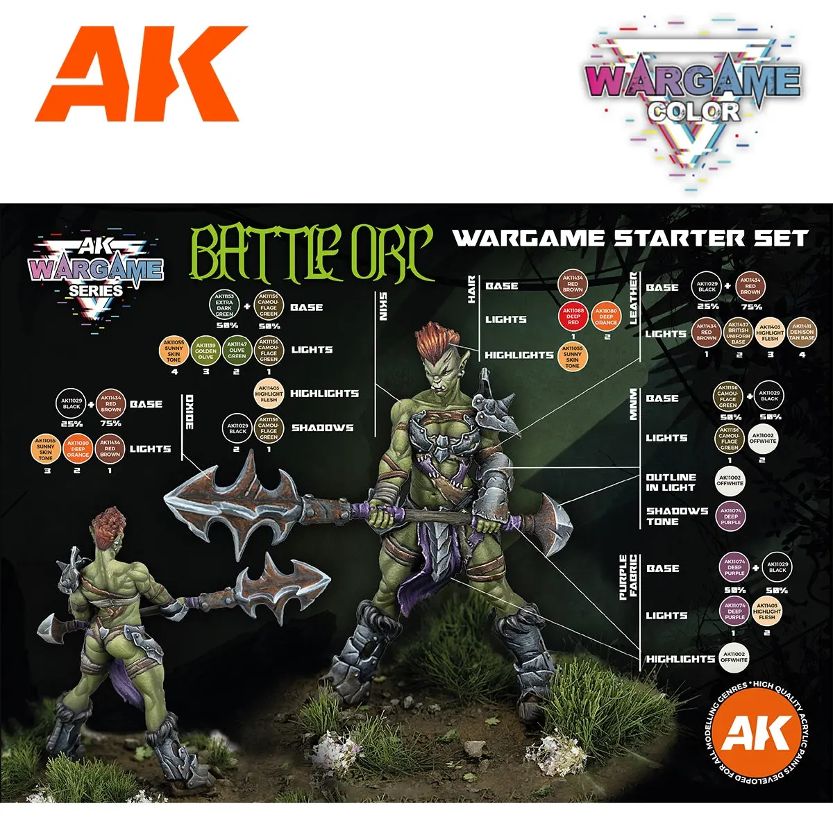 Ak Interactive Wargame Starter Set - Battle Orc (14 Colors & 1 Figure) 1