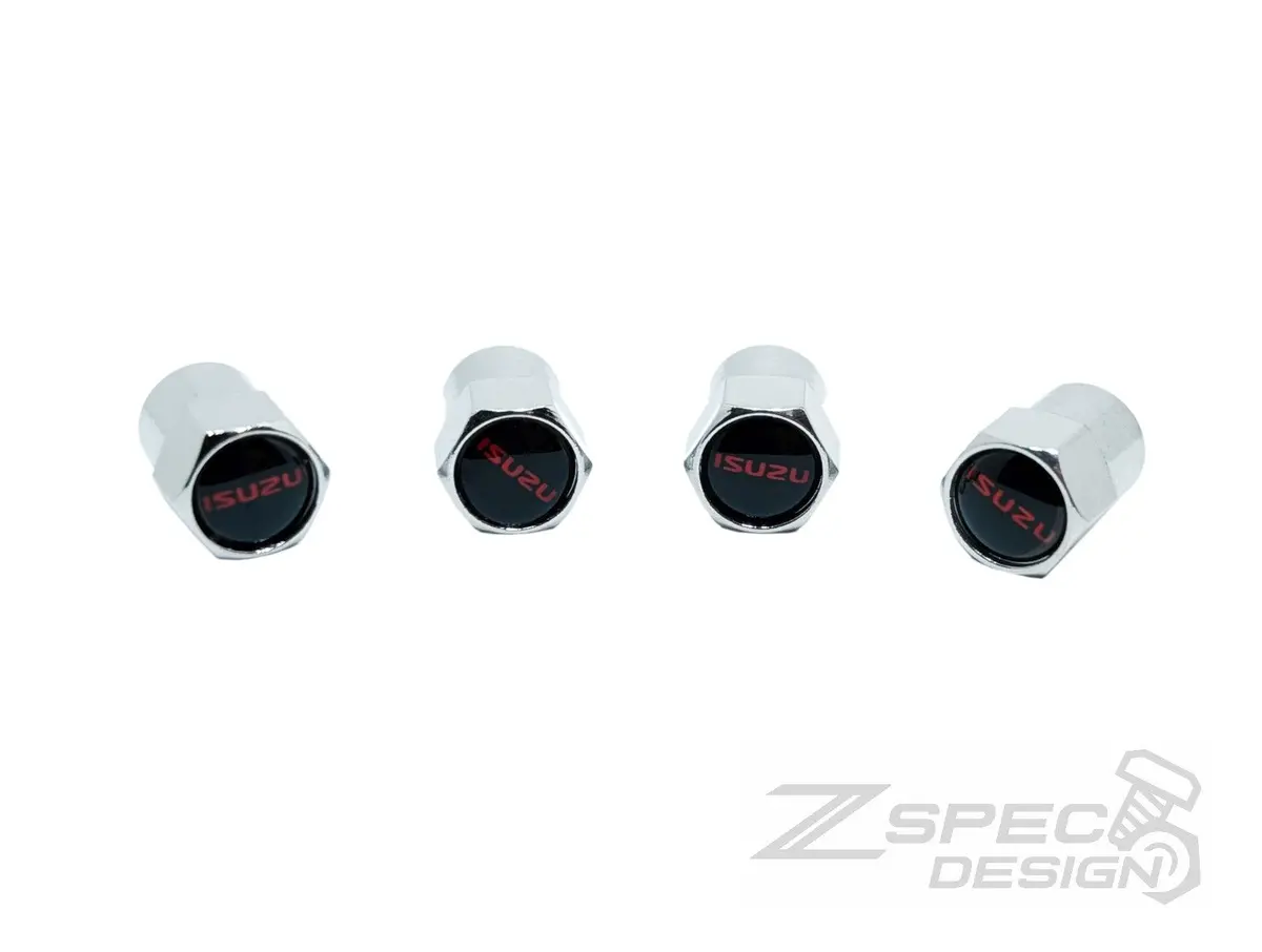 Chrome Valve Stem Tire Caps, Isuzu Style 1