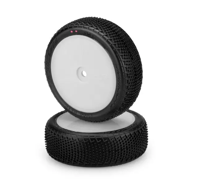 Fuzz Bite Front 4Wd Buggy Pre-Mount Tires, Pink Compound, White Wheel (2) 1