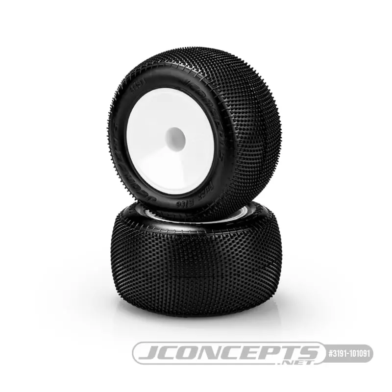 Fuzz Bite Pre-Glued Stadium Truck Tires, White (2) 1