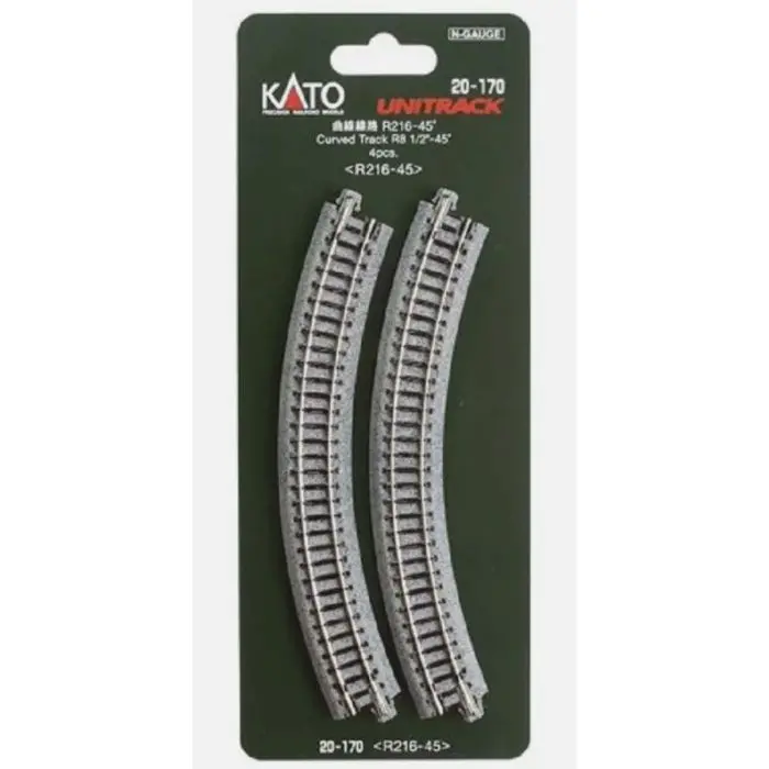 Kato 20-170, N Scale Unitrack Curved Section, 8 9/16" 216Mm, 45 Degrees 1