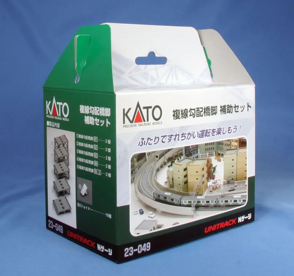 Kato 23-049, N Scale Unitrack Double Track Viaduct Incline Auxiliary Pier Set, 10 Pieces 1