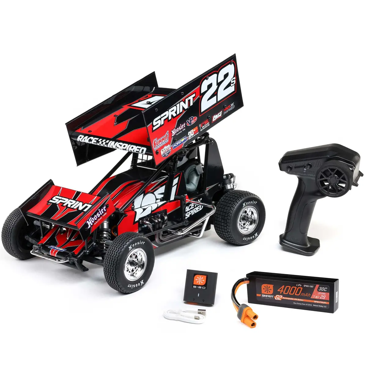 22S 1/10 Sprint Car Rtr W/ Battery & Charger, Red 1