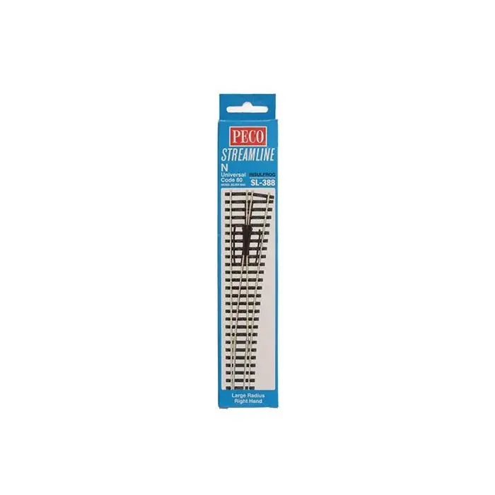 Peco Sl-388 N Code 80 Rh Large Radius Turnout 1