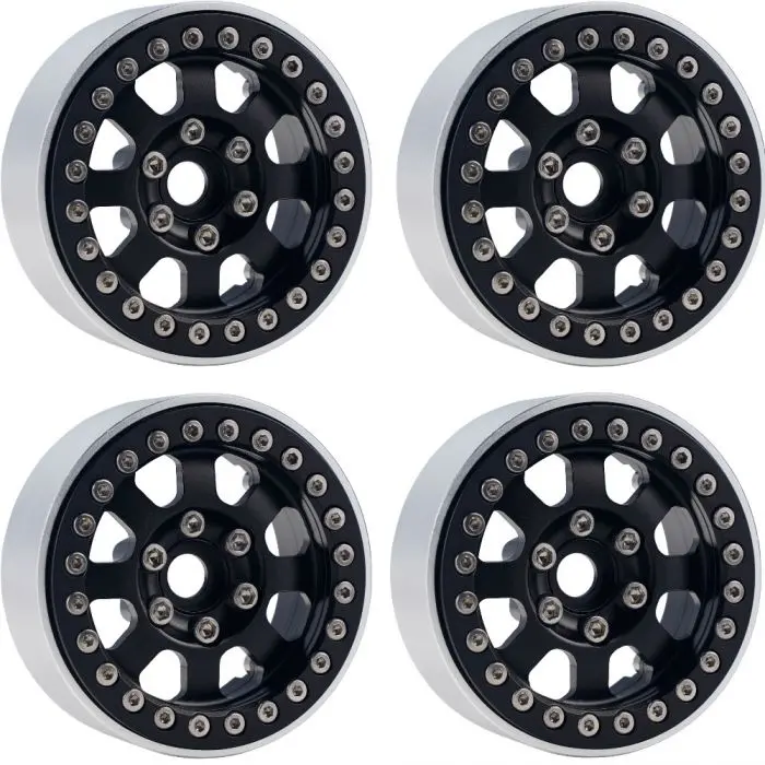 B1 Aluminum 1.9 Beadlock Wheels, 9Mm Hubs, Black (4) 1