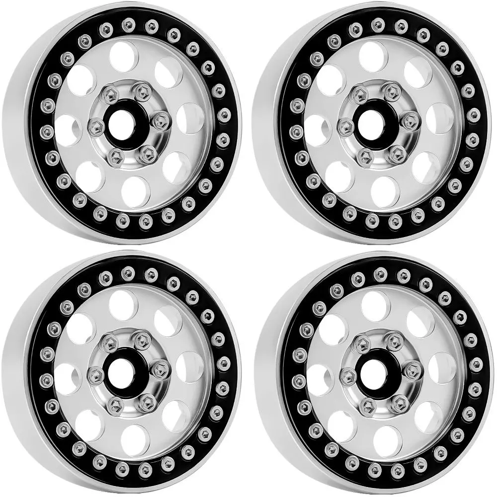 B2aluminum 1.9 Beadlock Wheels, 9Mm Hubs, Silver (4) 1