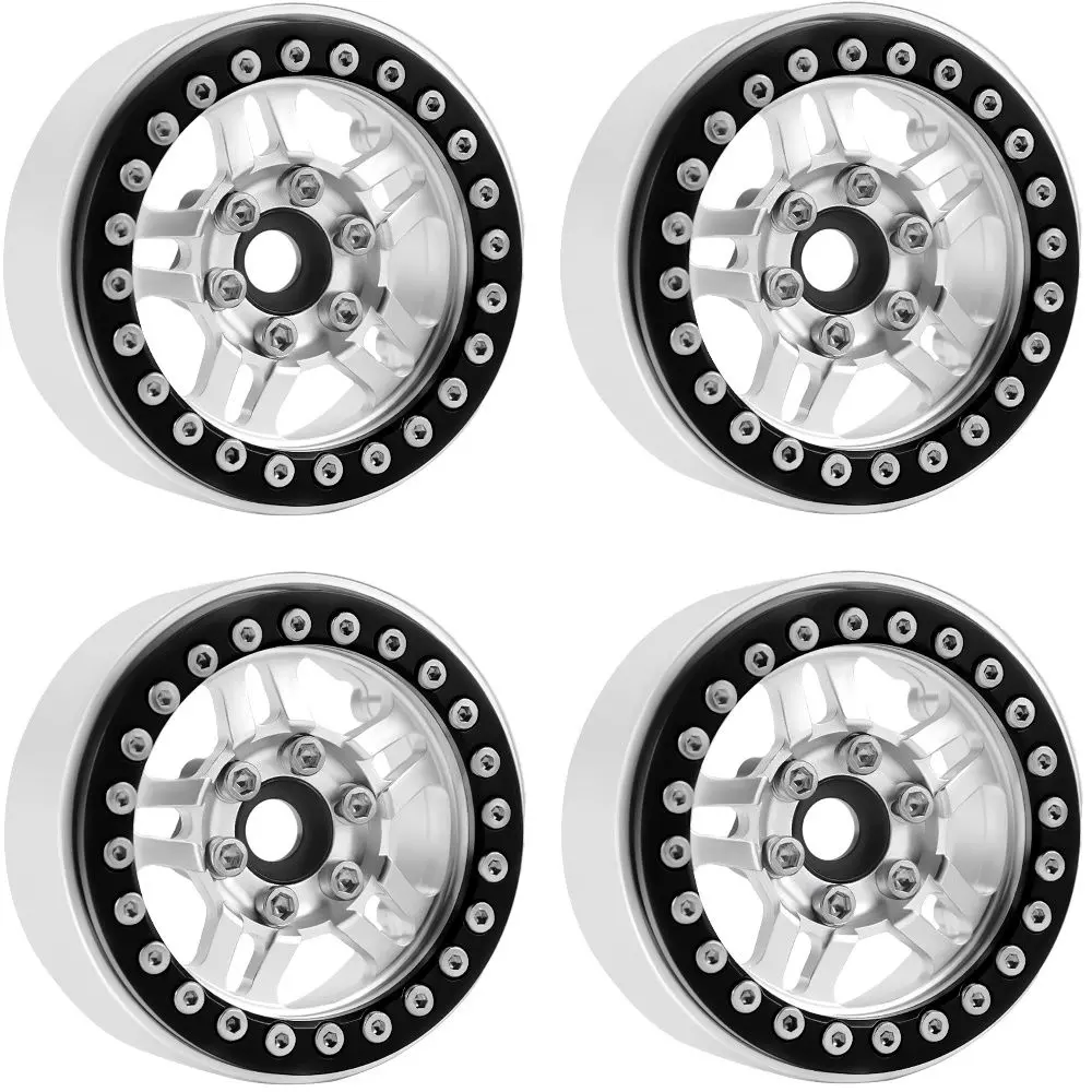 B4aluminum 1.9 Beadlock Wheels, 9Mm Hubs, Silver (4) 1