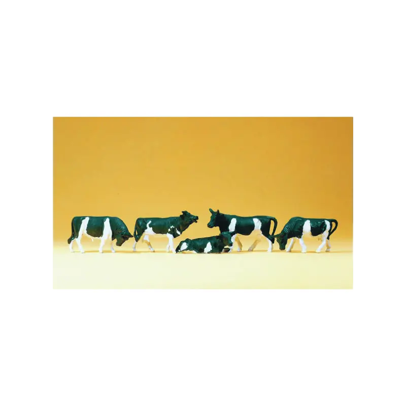 Preiser 14155 Ho Animals - Black & White Cows Figures (Set Of 5) 1