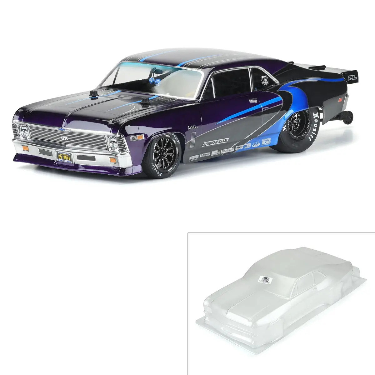Drag Car 1969 Chevrolet Nova 1/10 Clear Body 1