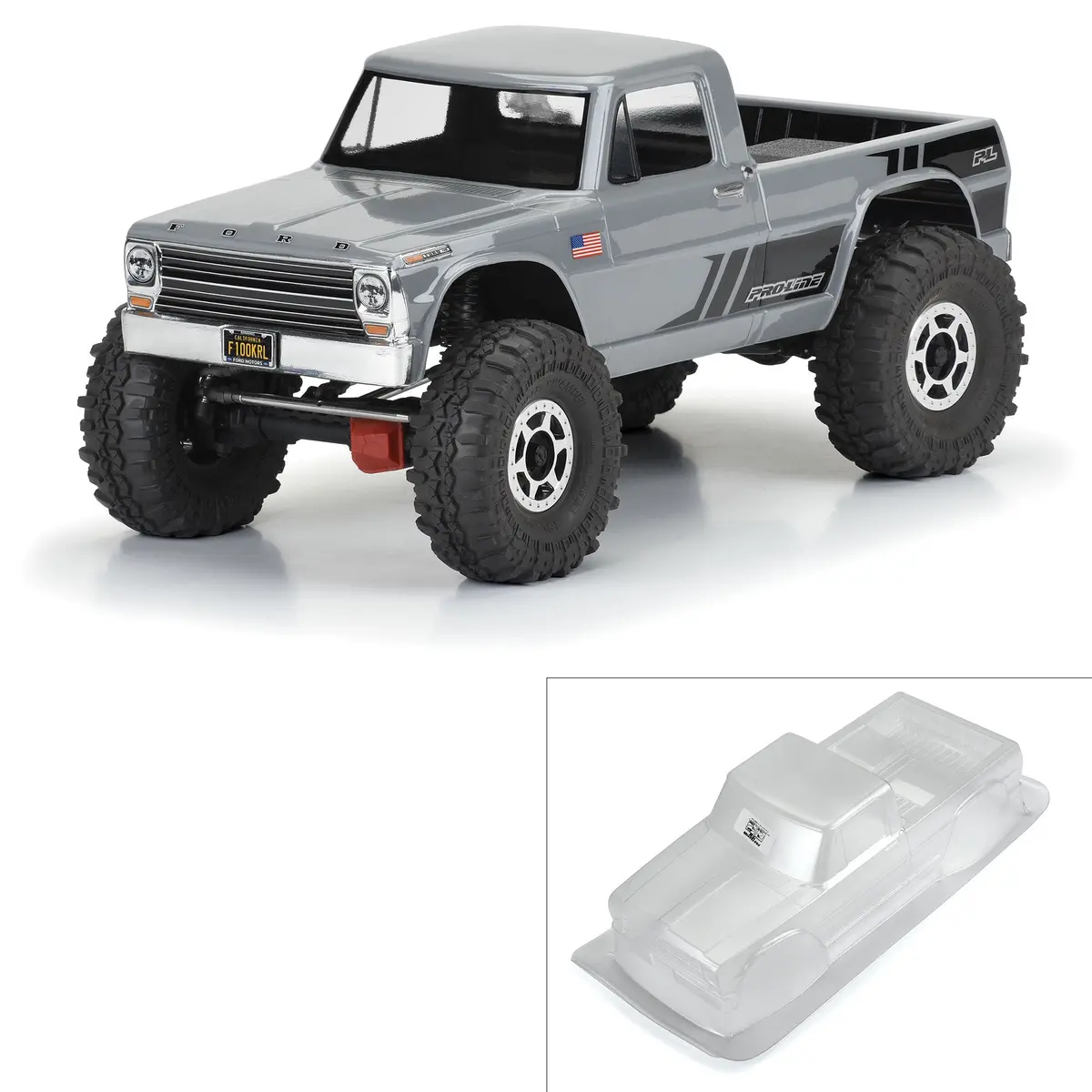1967 Ford F-100 1/10 Crawler Body, 12.3" Wb, Clear 1