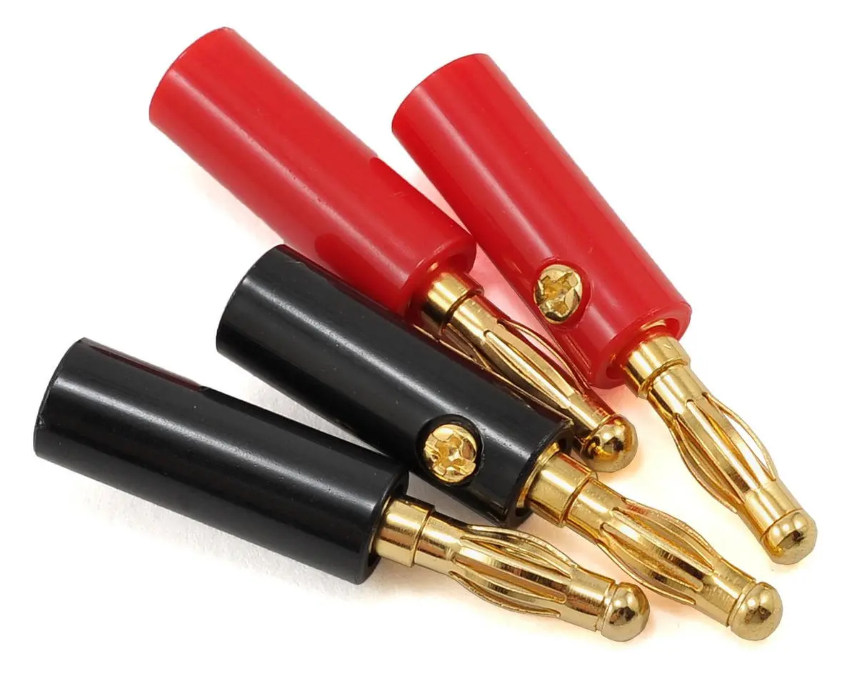 4.0Mm Gold Plated Banana Plugs (2) Red & (2) Black 1
