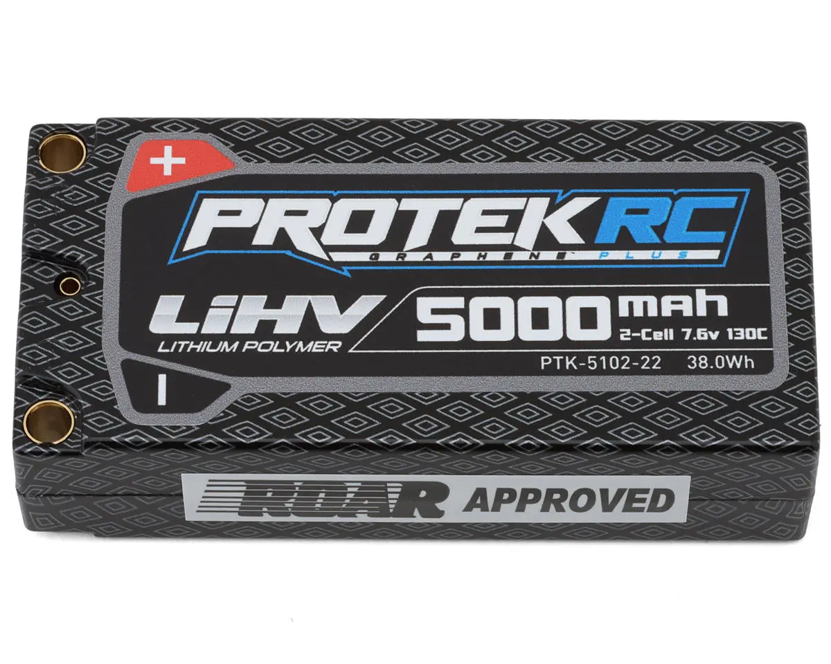 2S 7.6V Hv Shorty Lipo Battery, 130C 5000Mah 1