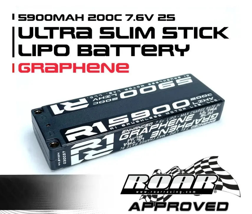 Enhanced Graphene 7.6V 2S Lipo Battery, 5900Mah 200C 1