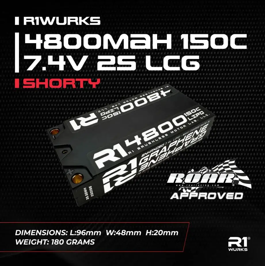 Enhanced Graphene 7.4V 2S Shorty Lipo Battery, 4800Mah 150C 1