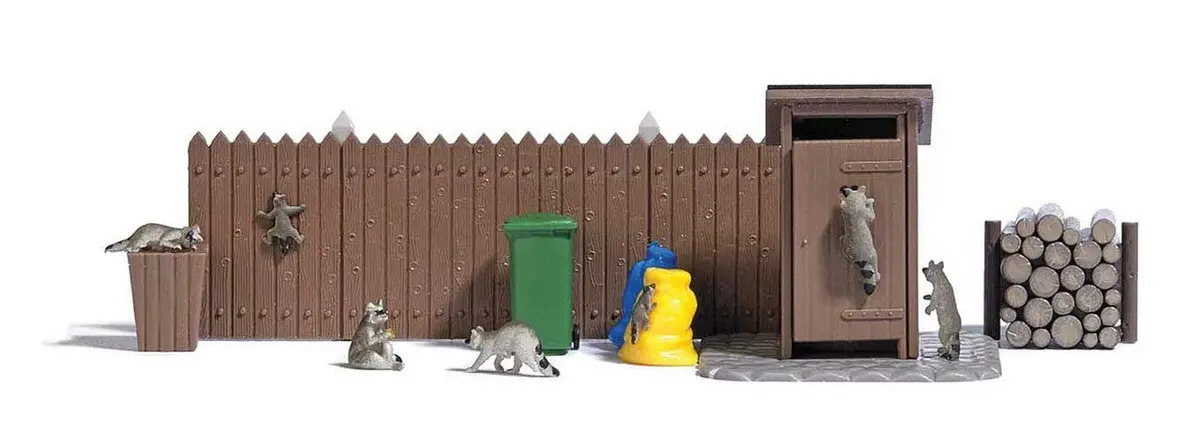 Busch 7922 - Ho- Action Set -- Raccoons, 5 Adult And 2 Young Raccoons 1