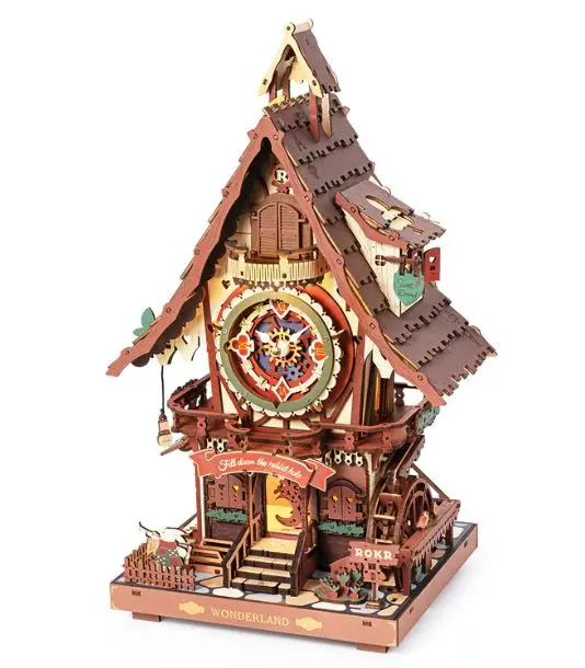 Rokr Cuckoo Clock Mechanical Gear 3D Wooden Puzzle - Coloured 1