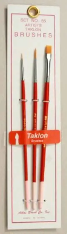 Atlas Brush #55: 10/0,0,Flat 1 Taklon Detailing Brushes (3) 1