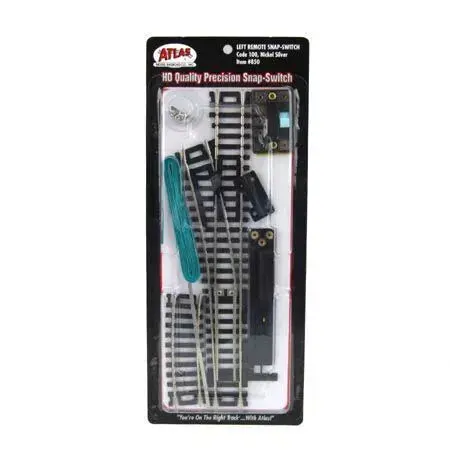 Atlas 850 Ho-Scale Code 100 Left Remote Snap Switch Nickel Silver & Black Ties 1
