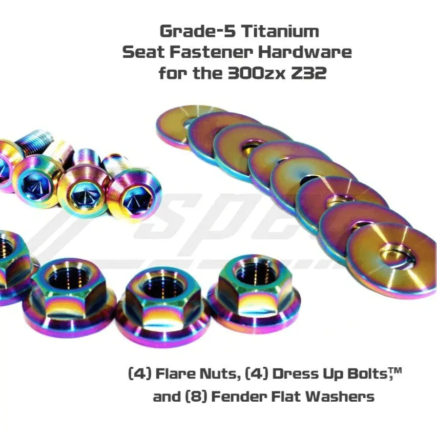 Zspec Seat Dress Up Bolts® Fastener Kit For '90-99 Nissan 300Zx Z32, Titanium 4