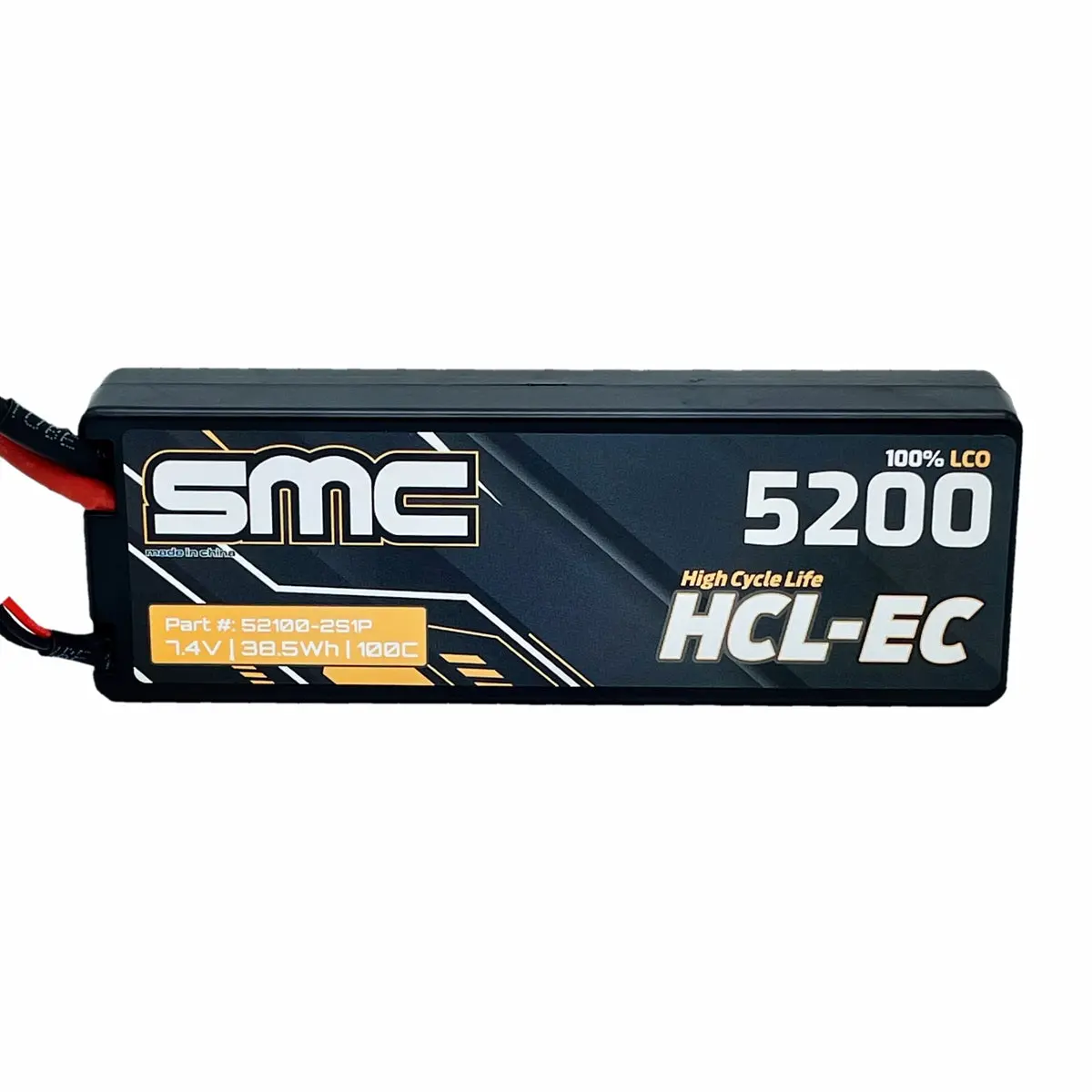 Hcl-Ec 7.4V 2S Hardcase Lipo Battery, 5200Mah 100C W/ Xt60 1